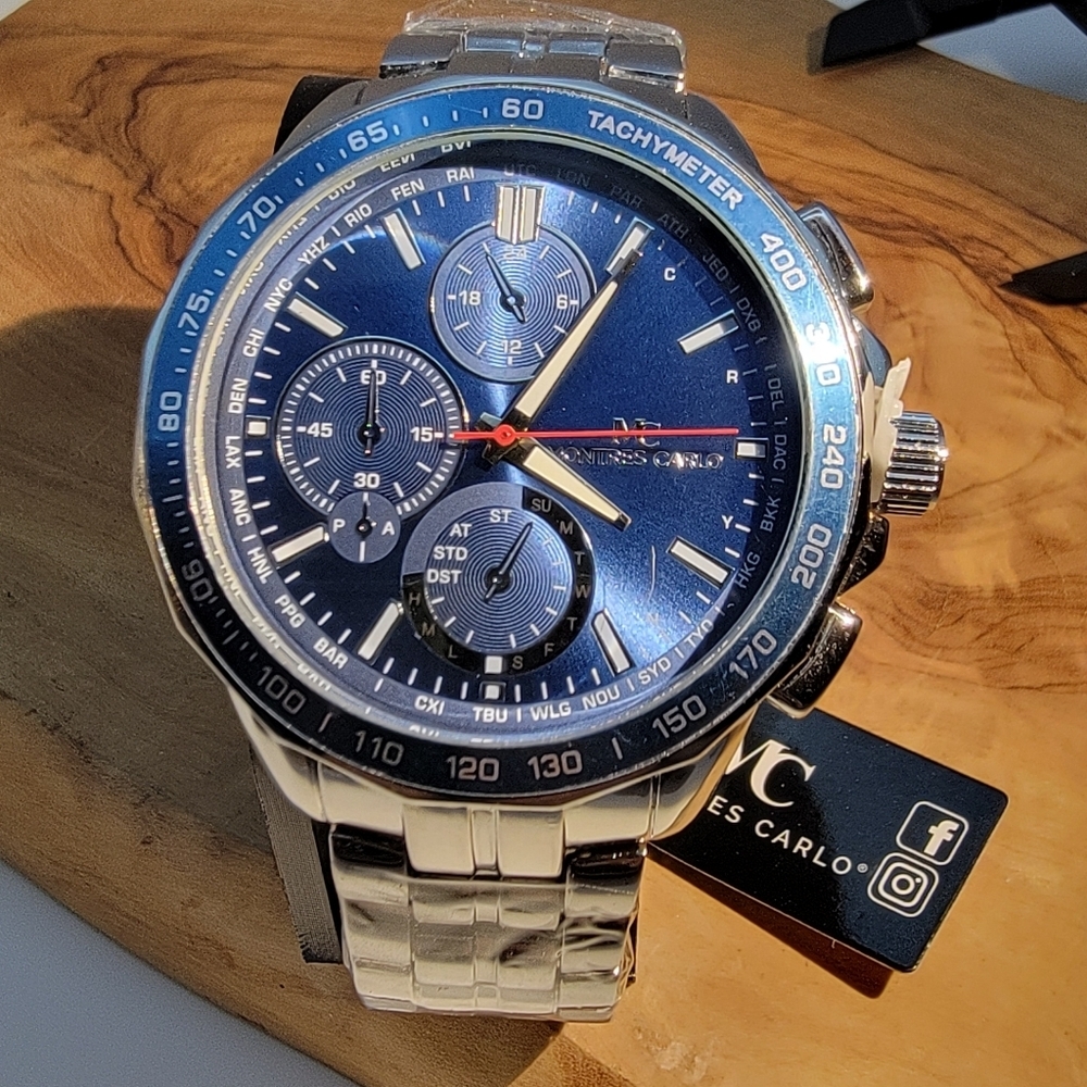 Mens Large 50mm Stainless Steel Case Multi Function Replica Dial Rollie Watch